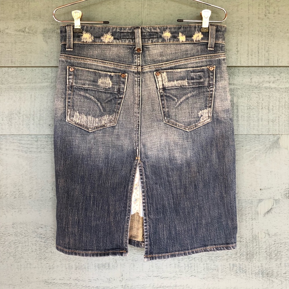 Joe’s Jeans Western Blue Denim high waist Pencil Skirt Lace 27